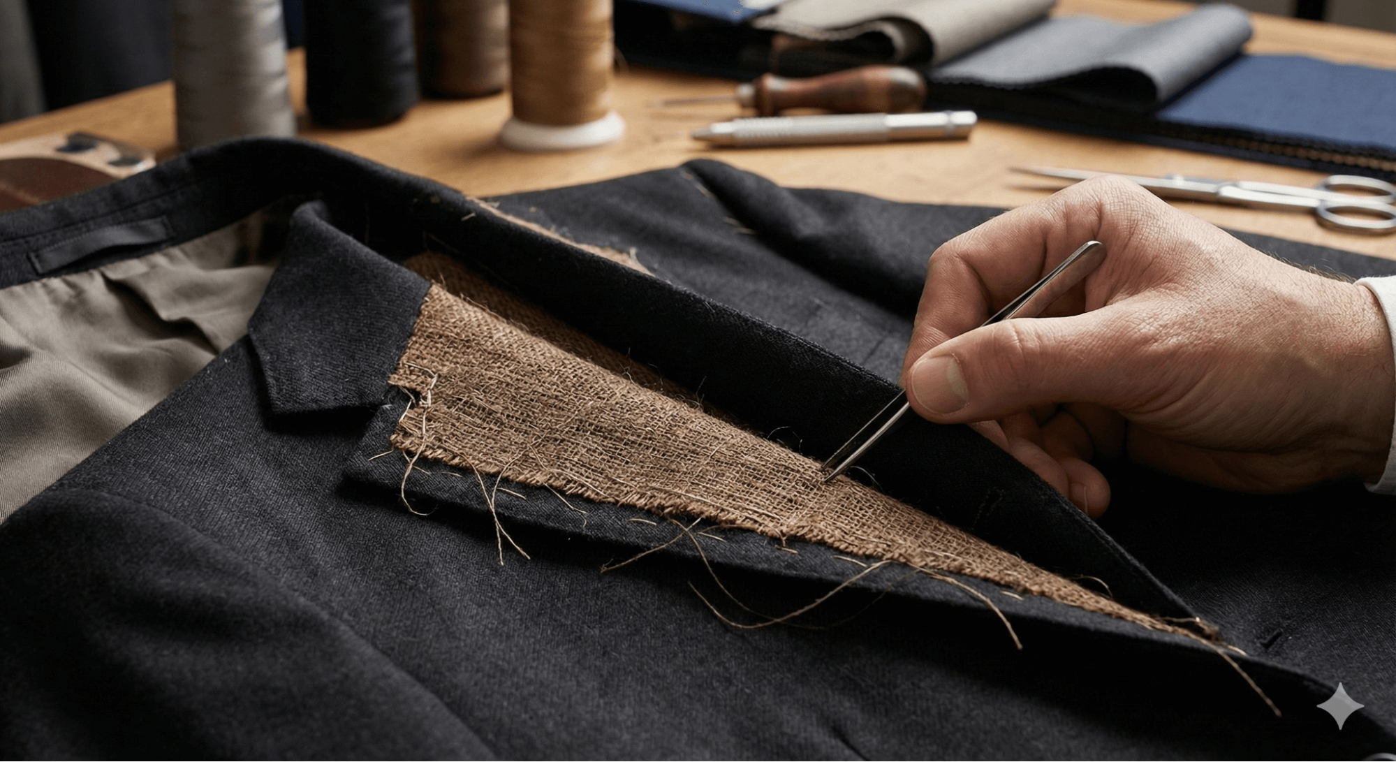 手工訂製西裝內部結構揭密：透氣且耐用的全麻襯 (Full Canvas) 工藝。