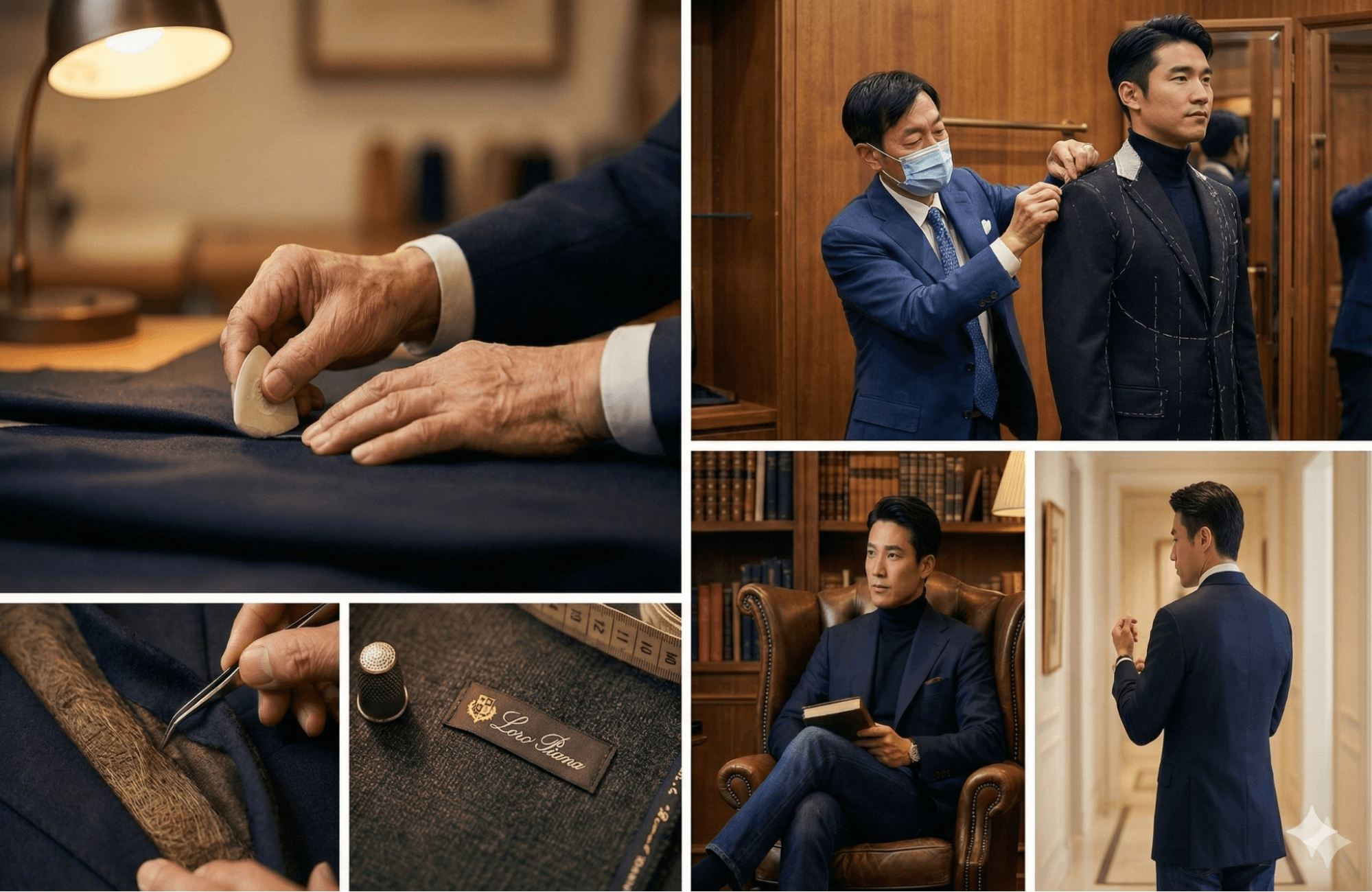 嚴選 Loro Piana 與 Zegna 等頂級進口面料，打造觸感極佳的高級訂製西裝。